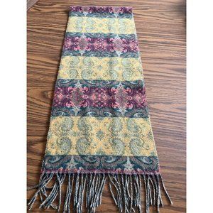 Striped paisley patterned scarf with tassels